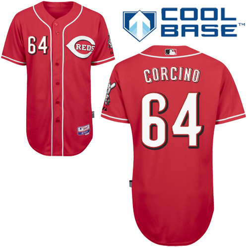 Daniel Corcino #64 MLB Jersey-Cincinnati Reds Men's Authentic Alternate Red Cool Base Baseball Jersey